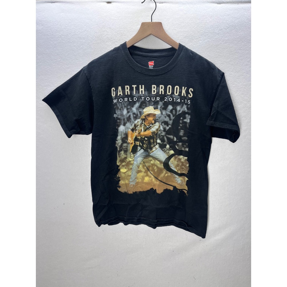 Hanes Garth Brooks T-Shirt Mens M Black 2014-15 World Tour Graphic Tee 3313‎